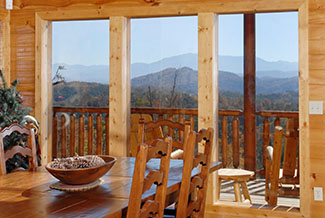 Dinning area with s great mountain view. Enjoy dinner in the Smokies.